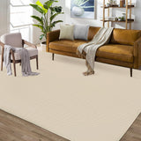 Garvee 8x10 Area Rug Machine Washable Rug Modern Solid Textured Area Rug Stain Resistant Non-Slip Accent Rug Contemporary Woven Floor Cover Farmhouse Carpet Rug for Living Room Decor, Cream