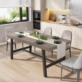 Garvee Industrial Dining Table for 4-6 People with Sturdy Metal Frame, Grey Walnut, 63" Long Wooden Kitchen Table