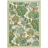 Garvee 8x10 ft Washable Area Rug, Beige William Forest Animal Print, 100% Polyester Low Pile Non Slip Foldable Carpet, Machine Washable Botanical Floor Covering for Living Room, Bedroom, Nursery, Playroom, Dining Area and High Traffic Spaces - Beige
