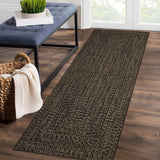 Garvee 2' x 8' Printed Braided-Style Runner Rug, Washable Low-Pile Rug with Non-Slip TPR Backing for Hallway, Kitchen & Laundry Room, Dark Brown