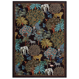 Garvee 10x13 ft Washable Area Rug, Black William Forest Animal Print, 100% Polyester Low Pile Non Slip Foldable Carpet, Machine Washable Botanical Floor Covering for Living Room, Bedroom, Nursery, Playroom, Dining Area and High Traffic Spaces - Black