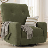 Garvee Nursery Recliner Chair 360° Swivel Rocking Glider Adjustable Backrest Footrest Green Compact Cozy-Green - Green - Corduroy