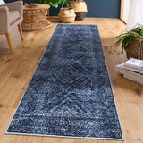 Garvee Washable Runner Rug 2x8 Vintage Blue Non Slip Low Pile Soft Throw Floor Cover for Living Room Bedroom Hallway