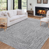 Garvee 8x10 Washable Rug Non Slip Printed Braided Rug Foldable Indoor Carpet Ultra-Soft Solid Printed Weaving Floor Cover for Living Room Bedroom Playroom Dorm, Grey/ 8'× 10' - Grey