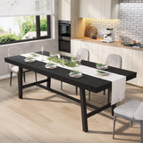 Garvee 63-83" Extendable Dining Table Industrial Rectangular Kitchen Table Black Metal Frame for 6-8 People - Black