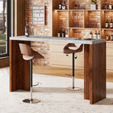 Garvee Bar Table for 4-6 People with Extra Thickened Tabletop, Modern Rectangular Home Bar Coffee Unit, 55" Long, Gray Walnut - Gray+Walnut