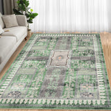 Garvee 8x10 Area Rugs for Living Room Machine Washable Area Rug 8x10 Living Room Vintage Rug Area Rug for Bedroom Living Room Dinning Room Home Office Low Pile Non Slip Green