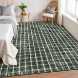 Garvee Area Rug 3x5 Green Washable Non Slip Entryway Mat Geometric Checkered Print Bedroom Rugs Indoor Modern Low Pile Carpet