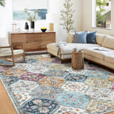 Garvee Washable Rug 5x7 Moroccan Trellis Rug Non Slip Low Pile Vintage Purple Multi for Living Room Bedroom Dining Room Nursery