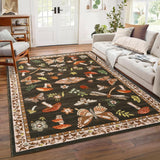 Garvee Brown 8x10 Mushroom Rug for Living Room Non Slip Washable Rug for Bedroom With Rubber Back Soft Low-Pile Stain Resistant Foldable Large Carpet for Office Nursery Dining Room - Brown