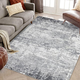 Garvee Washable 8x10 Area Rugs Modern Abstract Rug Low Pile Living Room Large Rug Non-Skid Ultra-Thin Soft Foldable Carpet Grey