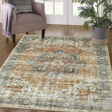 Garvee Area Rug 5x7 Vintage Vintage Rug Machine Washable Indoor Floor Cover Print Carpet DistresseRug Machine Washable Foldable Accent Rug for Living Room Bedroom, 5’x7’, Brown - Brown & Khaki