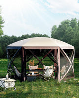 Garvee 12'x12' Portable Hexagon Pop-Up Gazebo with 210D Oxford Fabric for Camping, Patio, Backyard & Lawn Events, Gray - Grey