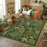 Garvee Jungle Animal Print Rug 5x7 Washable Area Rug Dark Green for Living Room Bedroom Dining Room Nursery - Dark Green