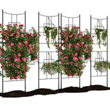 Garvee 2 Pack Panels No Dig Dog Fence Outdoor - 66.9 in Tall Rustproof Animal Barrier with Gate, Decorative Garden Fence Panels for Yard Border, Patio, Black