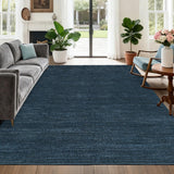 Garvee 5x7 Washable Rugs Non Slip Minimalist Area Rug for Bedroom Soft Low Pile Solid Color Large Bedroom Throw Carpet Stain Resistant Classic Neutral Area Rug Plain Boho Rugs for Kitchen Nursery, Navy