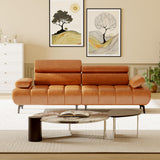 Garvee 3-Seater Faux Leather Sofa Bed Convertible Futon Sleeper Couch Adjustable Backrest Armrests Split Sectional Recliner Living Room Bedroom Brown