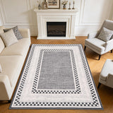 Garvee Area Rug 9x12, No Slip Washable Checkered Pattern Rug for Living Room Bedroom Dining Room, Grey