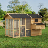Garvee 80" Large Wooden Chicken Coop Hen House Poultry Cage Outdoor Backyard Natural 2 Doors Nesting Box Removable - Natural