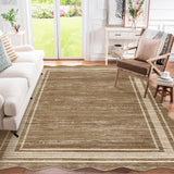 Garvee Scalloped Modern Abstract Area Rug 8x10 Washable Non-Slip Soft Carpet Brown for Living Room Bedroom Dining Room Home Office - Brown