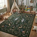 Garvee Large Washable Rug 9x12 Area Rugs Non Slip Rustic Floral Rug Green for Living Room Bedroom Dining Room Nursery Playroom Home Office