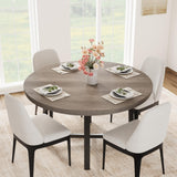 Garvee 47 in Round Dining Table, Industrial Wooden Kitchen Table with Sturdy Metal Frame, Rustic Gray, Seats 4 to 6 - Rustic Gray