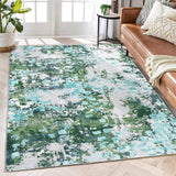 Garvee Modern Abstract Area Rug Green Multi 8x10 Colorful Living Room Rug Soft Throw Rug Washable Rug Rainbow Non Slip Indoor Floor Carpet for Office Nursery
