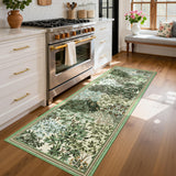 Garvee Forest Runner Rug Beige Green Washable 2x6 Botanical Non Slip Stain Resistant Woodland Runner for Kitchen Entryway Bedroom