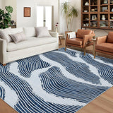 Garvee 9×12 Large Area Rug Washable Rugs Abstract Rugs Modern Rugs Easy-Cleaning Rug Contemporary Rug Foldable Rug Non-Slip Carpet Suitable for for Living Room Bedrooom Apartment Office,Blue