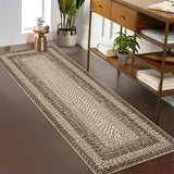 Garvee Bordered Natural 2x8 Runner Rug Machine Washable Hallway Runner Rug Entryway Long Runner Carpet Braided Printed Throw Mat Non Slip Kitchen Mat Living Room Rustic Carpet for Bedroom Dining Room