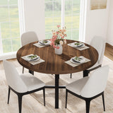 Garvee 47 in Round Dining Table, Industrial Wooden Kitchen Table with Sturdy Metal Frame, Rustic Brown, Seats 4-6 - Rustic Brown