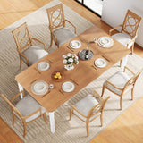 Garvee 78 in Large Industrial Dining Table with Heavy Duty Metal Legs for Kitchen Dining Living Room, Wood Desk with Chamfer Corner, Easy Assembly, Brown - Walnut/White