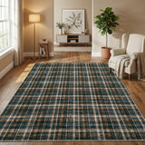 Garvee Washable Area Rugs 4x6 Rug for Living Room Boho Non Slip Entry Rug Tartan Plaid Soft Non Shedding Bedroom Rugs Low Pile Stain Resistant Carpet for Office Dining Room Classroom 4'x6' Black&Brown