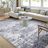 Garvee 9x12 Modern Abstract Accent Rug Non Slip Stain Resistant Washable Low Pile Light Grey for Living Room Bedroom Indoor Floor Cover Office Home Decor