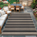 Garvee Modern Striped Area Rugs 4x6 Non-Slip Washable Durable Indoor Outdoor Carpet Black Natural