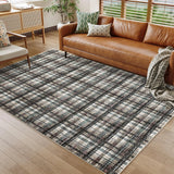 Garvee Teal & Brown 8x10 Modern Area Rug for Living Room Washable Bedroom Rug Contemporary Large Area Rug Soft Non Slip Throw Rugs Low Pile Stain Resistant Carpet for Dining Room