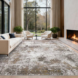 Garvee Abstract Area Rug 5x7 for Living Room Washable Non Slip Ultra Thin Bedroom Rugs Indoor Modern Large Carpet for Dining Room Stain Resistant Non Shedding Floor Cover, Brown