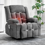 Garvee Manual Recliner Chair with Heat Massage, Oversized Single Sofa for Big & Tall People, Remote Control, 3 Positions, Black - Grey