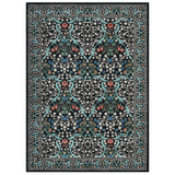 Garvee 5x7ft Washable Area Rug, Black Floral Ivy Low Pile Carpet, 350gsm Soft Surface with Non Slip TPR Backing, Stain Resistant Foldable Floor Cover for Living Room, Bedroom, Dining Room, Nursery, Kitchen and Entryway - Black