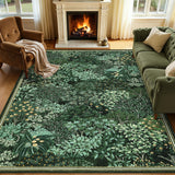 Garvee 10' × 13' Forest Botanical Area Rug, Machine Washable Non-Slip Low-Pile Soft Rug for Living Room, Bedroom & Dining Room, Green