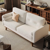 Garvee 65 in Mid Century Modern Loveseat Sofa, Linen Upholstered, Small Spaces, Beige - Beige - Linen