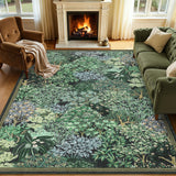 Garvee Forest Rugs 5x7 Blue Green Washable Area Rugs Botanical Low Pile Non Slip Stain Resistance Woodland Rug for Living Room Bedroom Dining Room