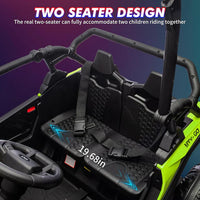 Garvee Ride - P Series: 24V Ride On Utv For Kids,2 Seater 4WD Electric Truck With Remote Control, High And Low Speed Adjustment, Led Lights,4-wheel shock absorption,One Click Start, Music Player (Green)