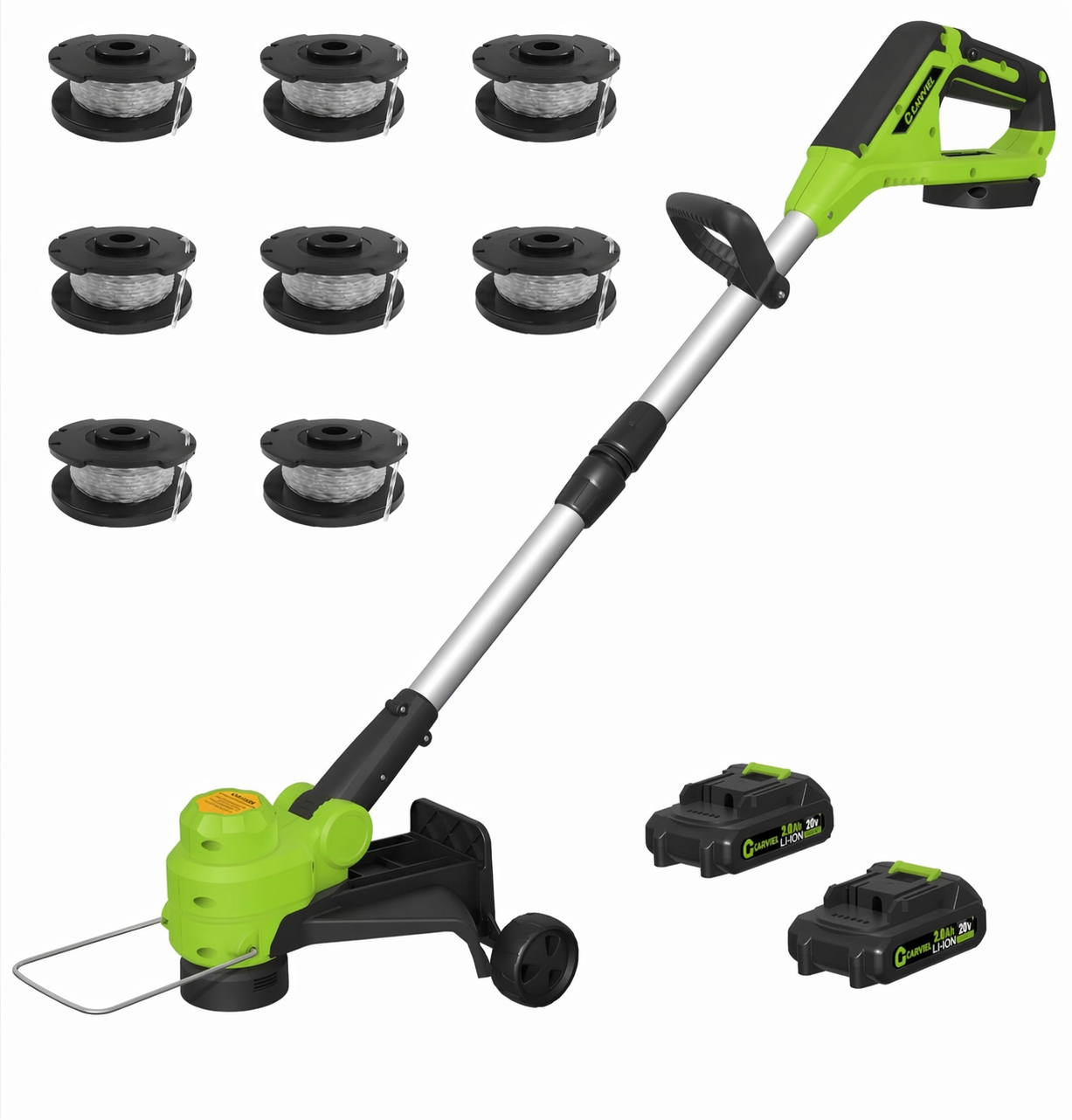 Garvee 20V Grass Trimmer With Dual Lithium Batteries, 8 Cutting Lines, Portable Electric Garden Cutter, Lightweight Design