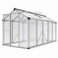 Garvee 6x10 FT Polycarbonate Greenhouse for Outdoors with Ground Nails and Vent Windows, Silver