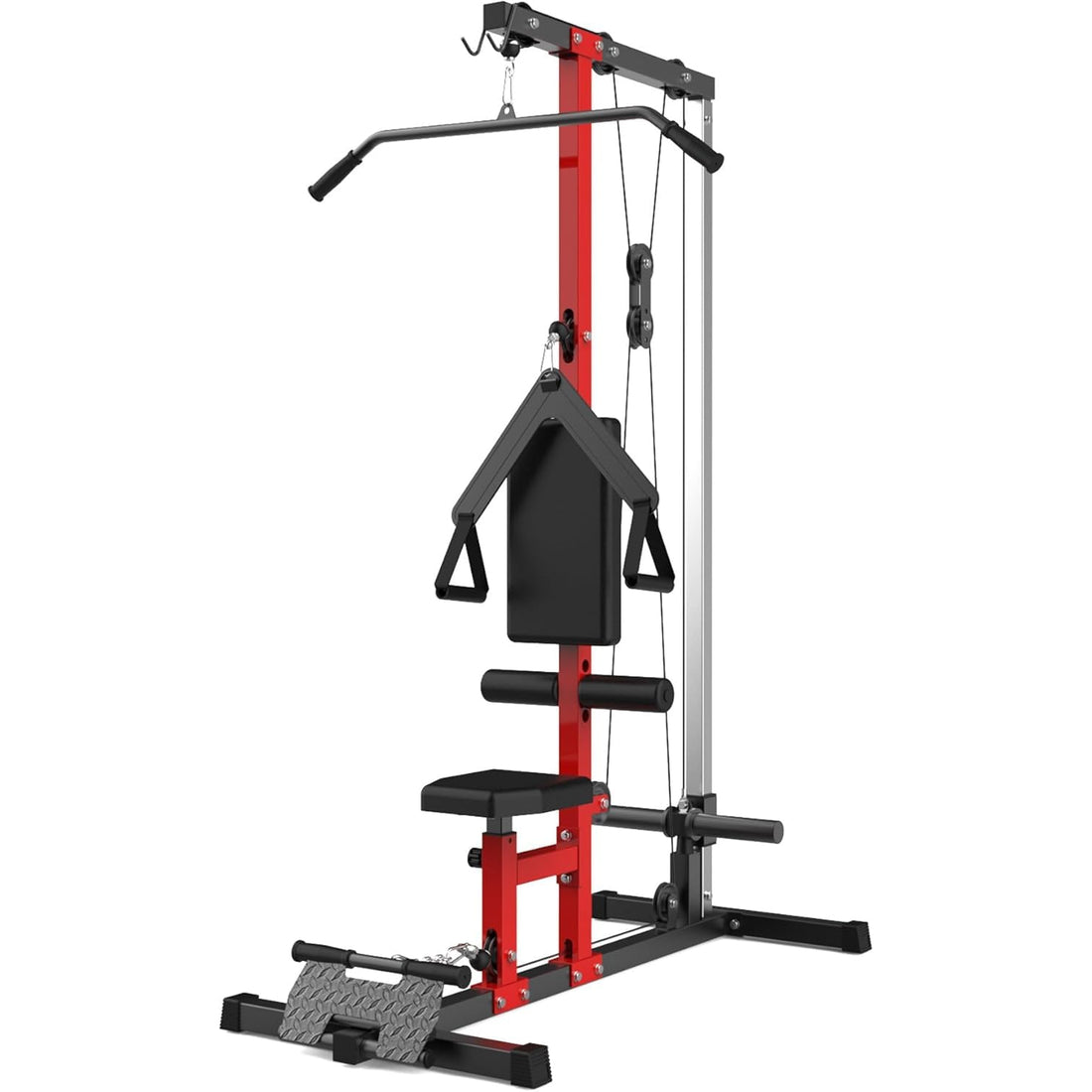 Garvee black and red 5-in-1 lat pulldown machine for home gym