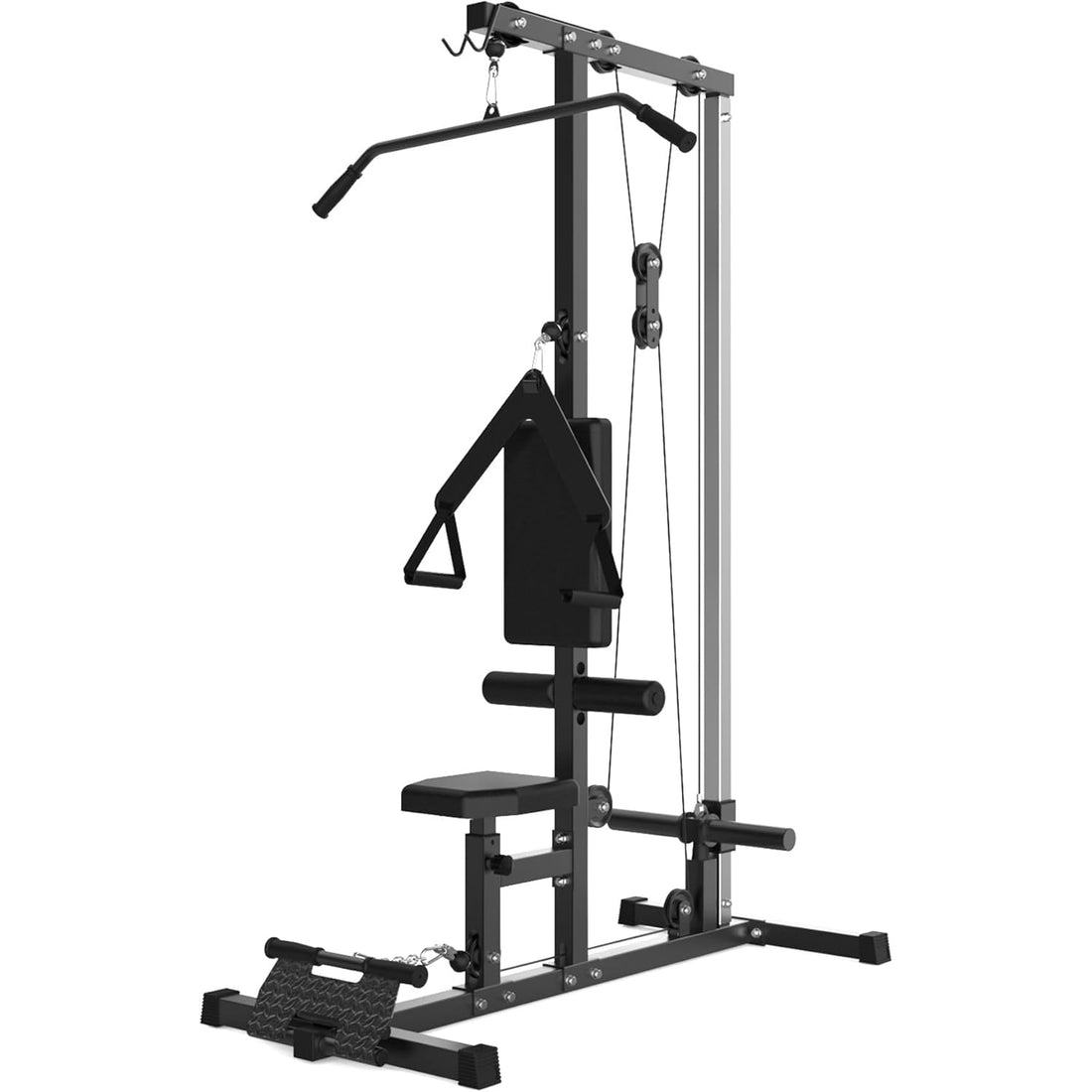 Garvee black carbon steel lat pulldown machine on white background