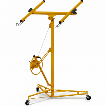 Garvee 16 Ft Drywall Panel Lift Heavy-Duty Steel Sheetrock Hoist With Telescopic Arm And Locking Wheels For High Ceilings 150 LBS Black