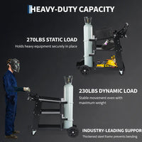 Garvee 3 Tier Welding Cart Heavy Duty Welder Cart With 360° Swivel Wheels And Tank Storage Chains For TIG ARC MMA Plasma Cutter Welding Machine Black
