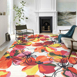 Garvee Modern Bright Floral Area Rug 9 x 12 ft - Ultra-Thin Washable Non-Slip Indoor Floor Carpet for Living Room, Bedroom, Nursery, Kitchen - Colorful Multi Orange - Size 9*12ft(274*366cm) - United States